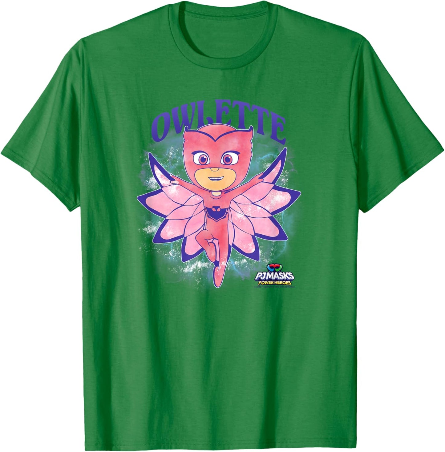 PJ Masks Owlette Watercolor Girly Portrait T-Shirt - T-Shirt | Irish Green