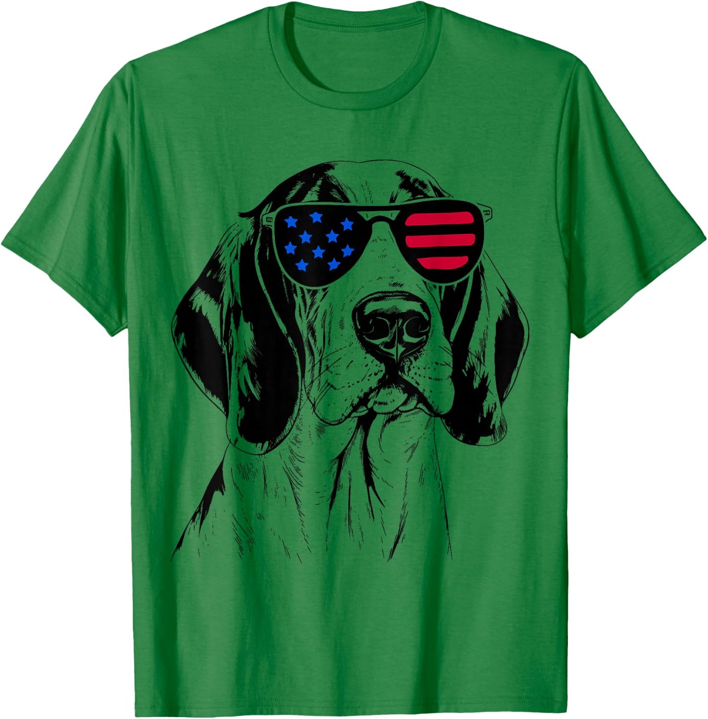 Treeing Walker Coonhound Dog 4th July America USA Flag T-Shirt - T-Shirt | Irish Green