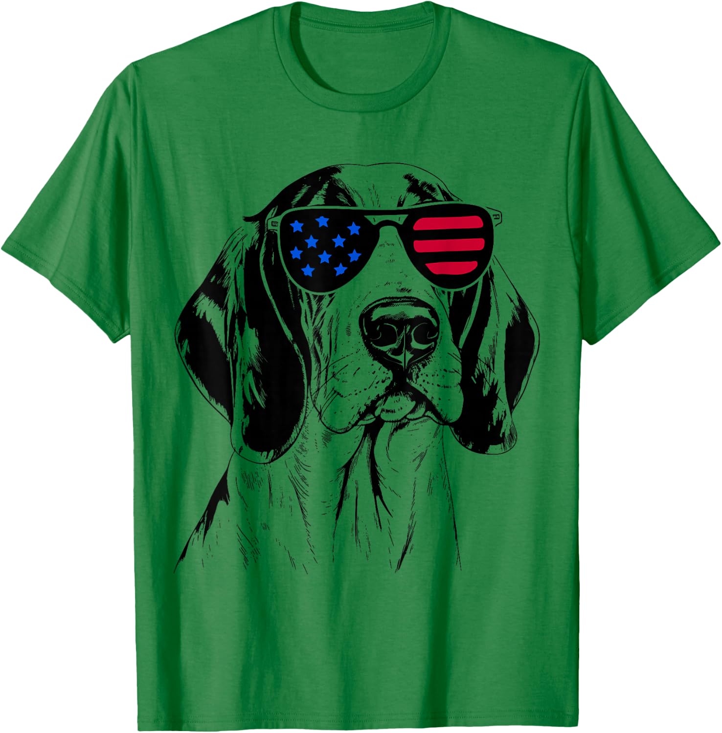 Treeing Walker Coonhound Dog 4th July America USA Flag T-Shirt - T-Shirt | Irish Green
