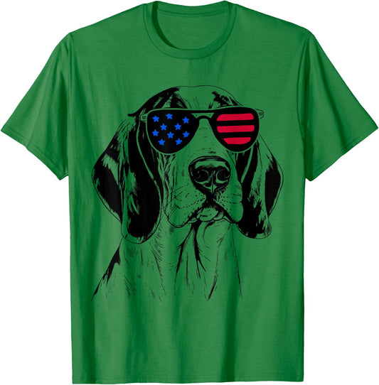 Treeing Walker Coonhound Dog 4th July America USA Flag T-Shirt - T-Shirt | Irish Green