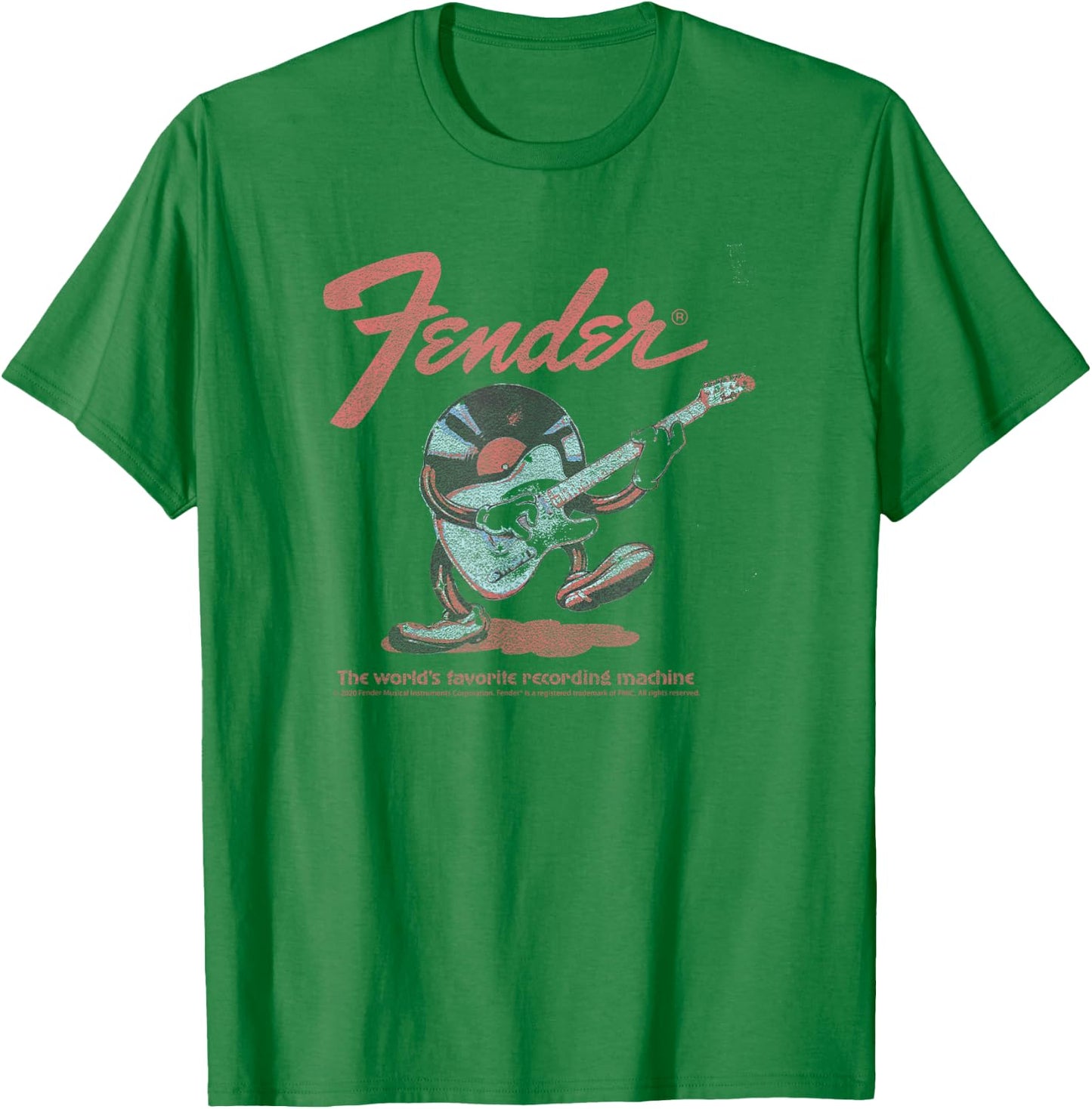 Fender Record Playing Guitar Centered T-Shirt - T-Shirt | Irish Green