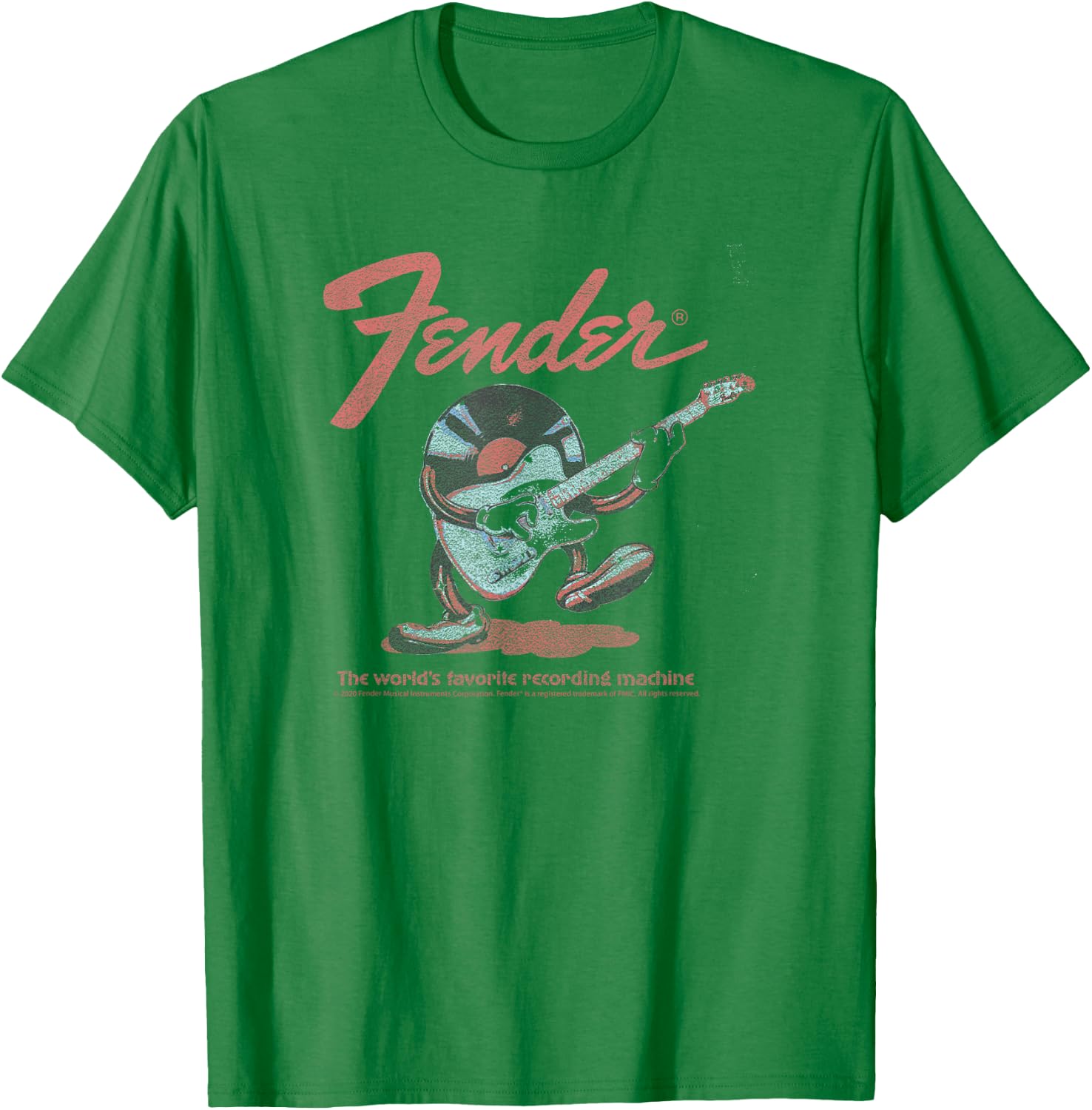 Fender Record Playing Guitar Centered T-Shirt - T-Shirt | Irish Green