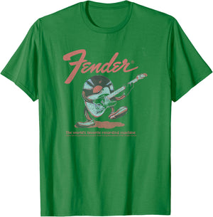 Fender Record Playing Guitar Centered T-Shirt - T-Shirt | Irish Green