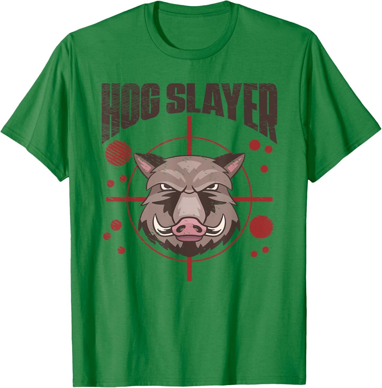 Hog Slayer Hunter Wild Boar Head Hunt Season Heli Hunting T-Shirt - T-Shirt | Irish Green