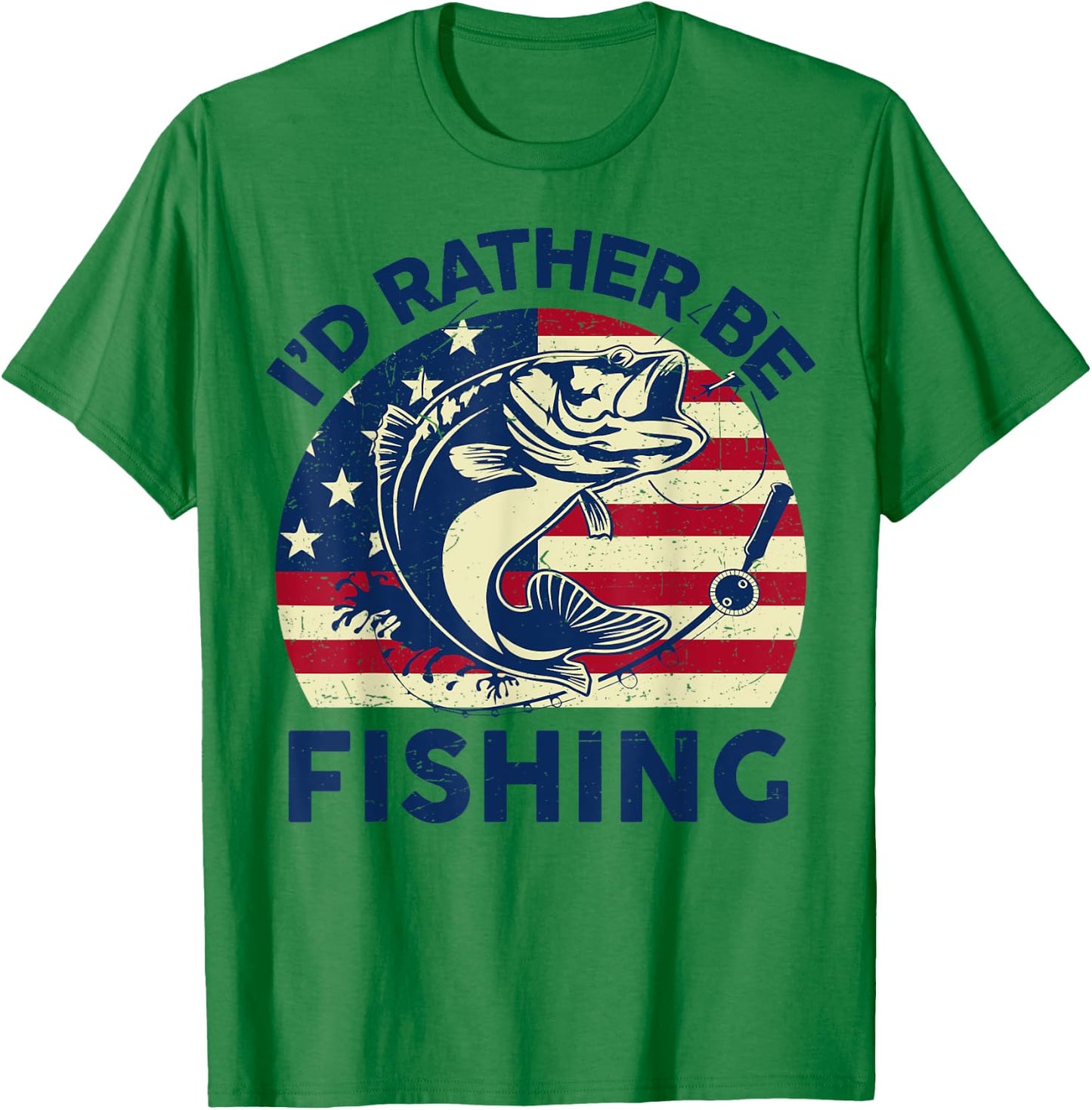 I'd Rather Be Fishing-Shirt Funny Bass Dad Men Women Youth T-Shirt - T-Shirt | Irish Green