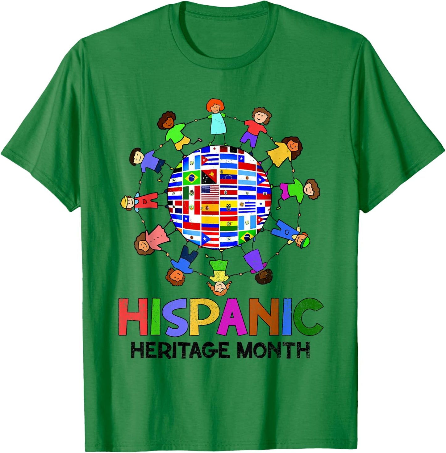 Hispanic Heritage Month Latino Countries Flags Boy Girl Kids T-Shirt - T-Shirt | Irish Green