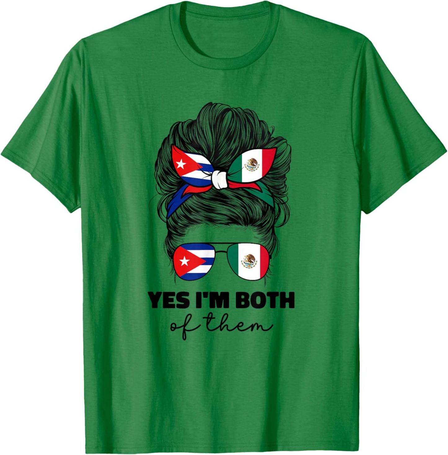 Half Mexican And Half Cuban Mexico Cubanita Cuba Flag Girl T-Shirt - T-Shirt | Irish Green