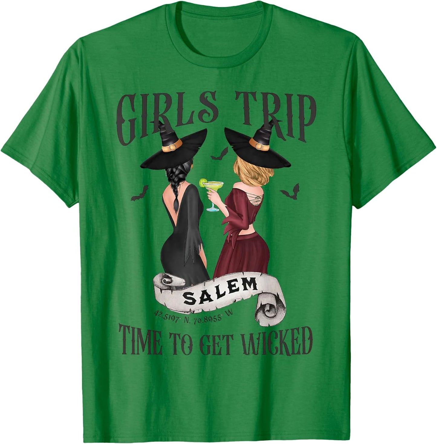 Girls Trip Salem Time To Get Wicked, Salem 1692 Halloween T-Shirt - T-Shirt | Irish Green