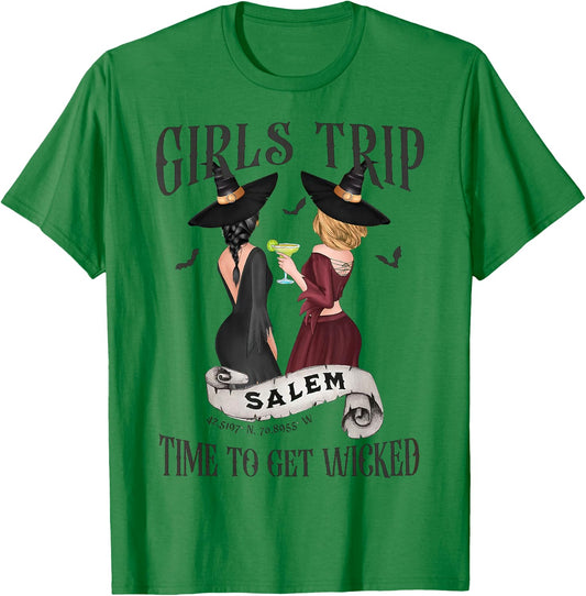 Girls Trip Salem Time To Get Wicked, Salem 1692 Halloween T-Shirt - T-Shirt | Irish Green