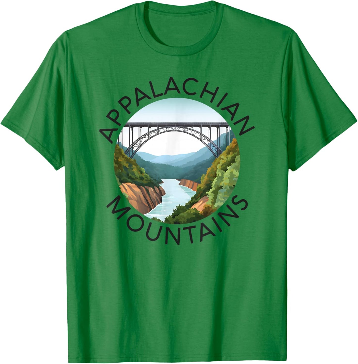 Appalachian Mountains New River Gorge Bridge West Virginia T-Shirt - T-Shirt | Irish Green