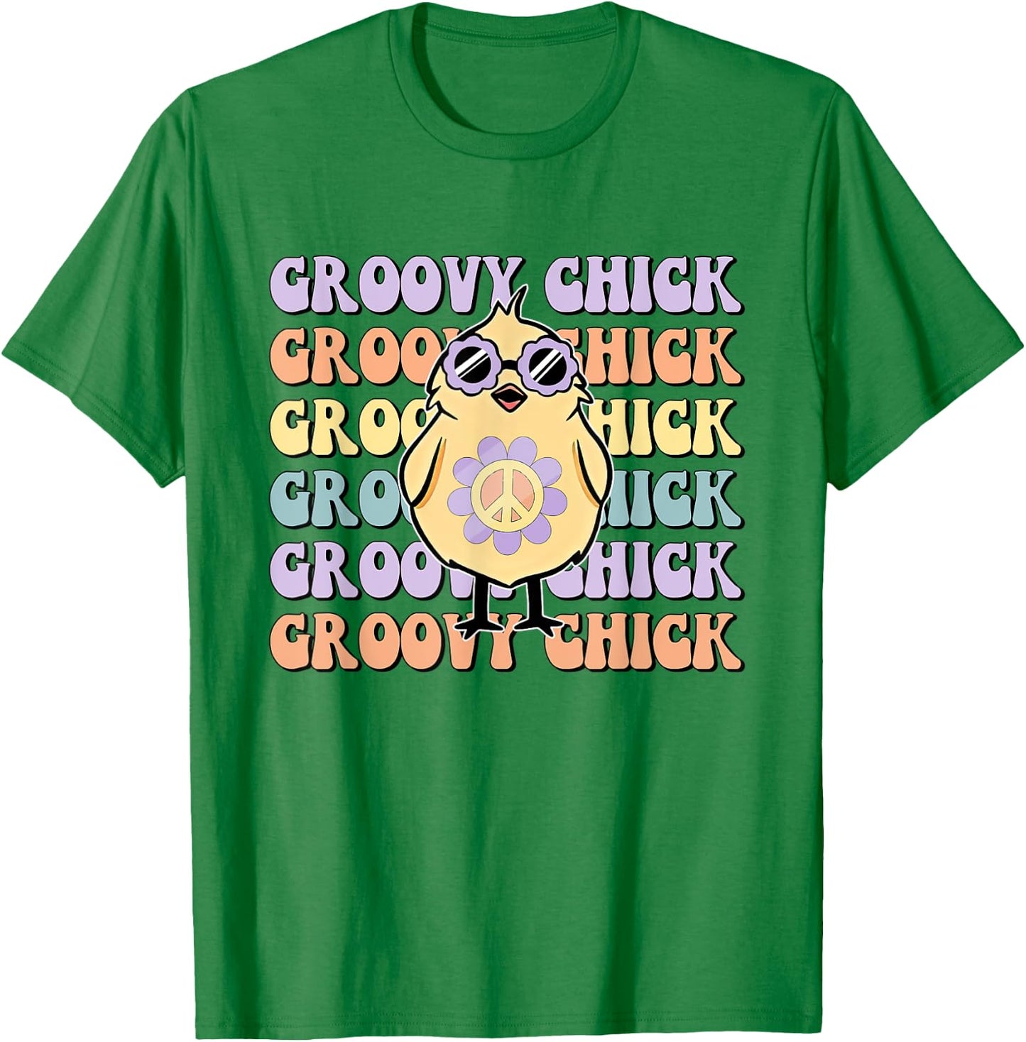 One Groovy Chick Retro Chick Costume Glasses Cute Easter Day T-Shirt - T-Shirt | Irish Green