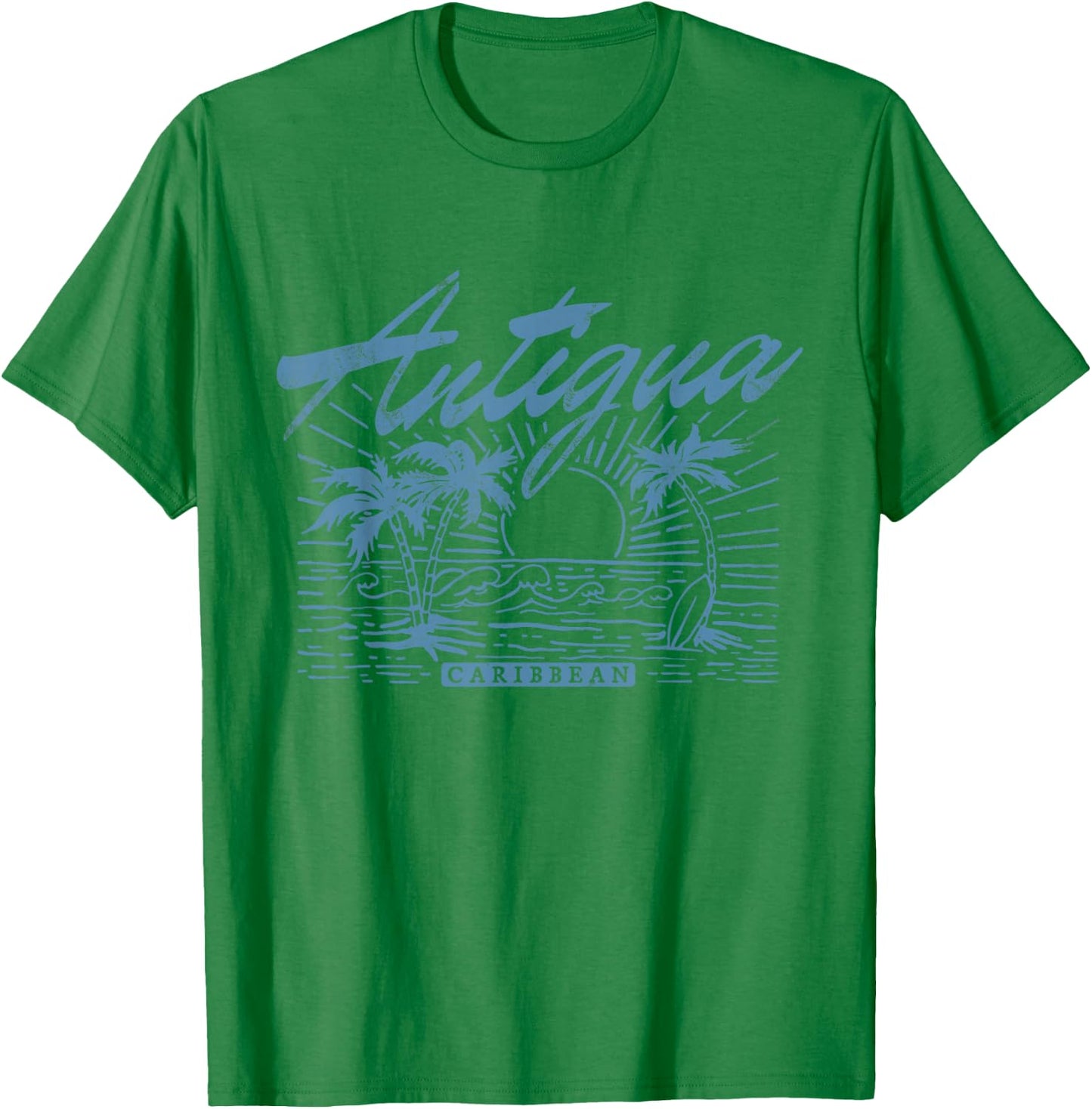 Antigua Caribbean Vintage Distressed Beach T-Shirt - T-Shirt | Irish Green