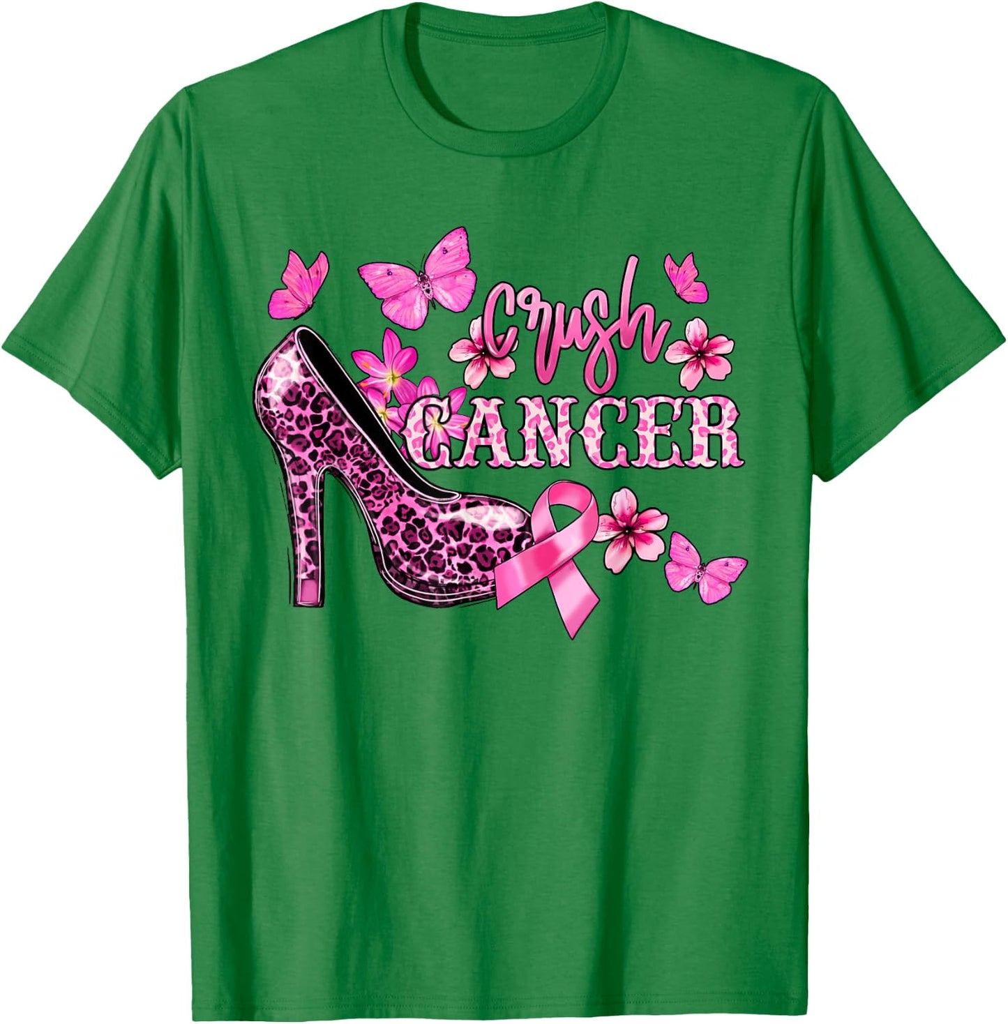 Crush Breast Cancer Awareness High Heels Pink Ribbon T-Shirt - T-Shirt | Irish Green
