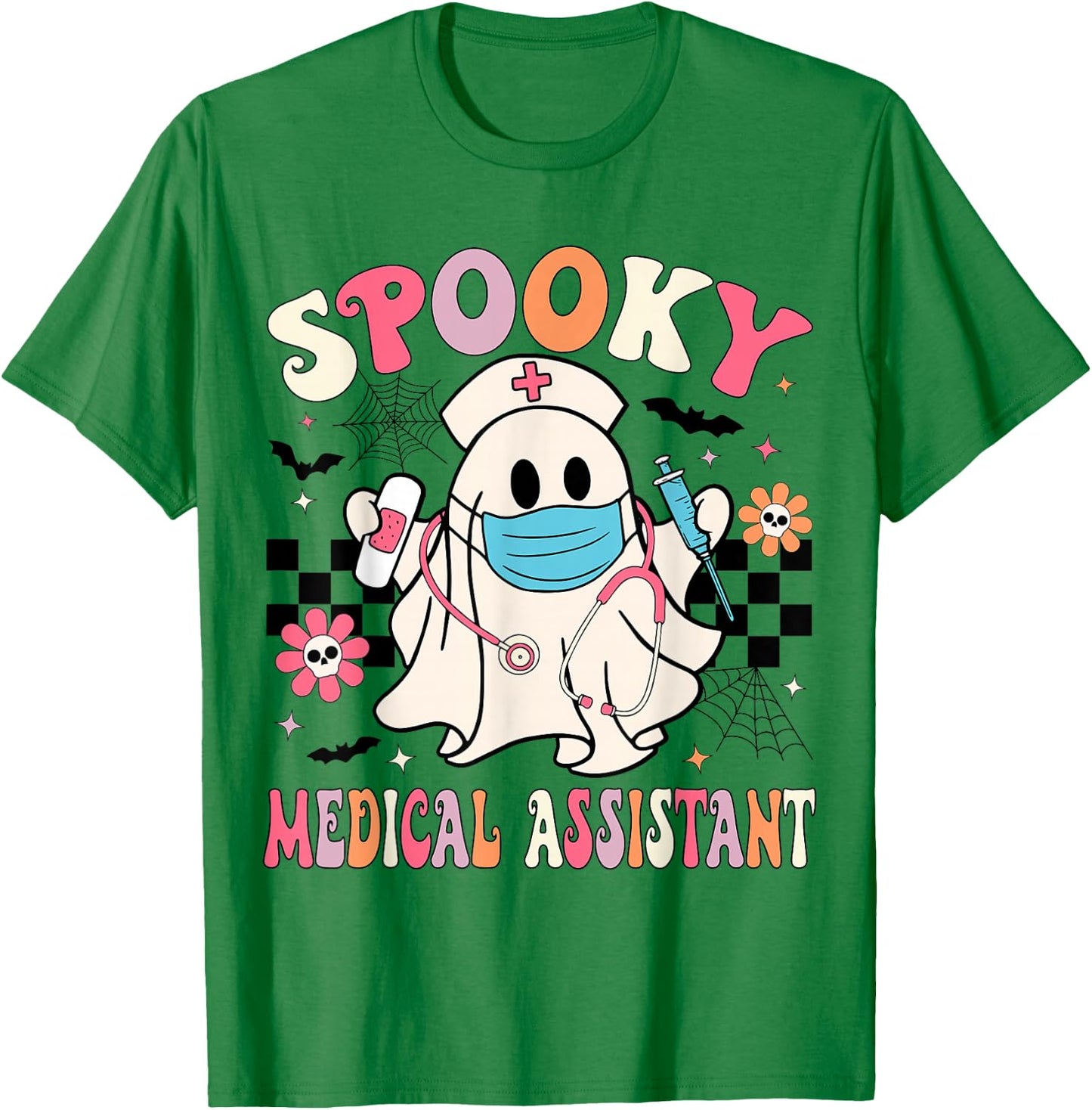 Groovy Spooky Medical Assistant Cute Halloween Med Assistant T-Shirt - T-Shirt | Irish Green