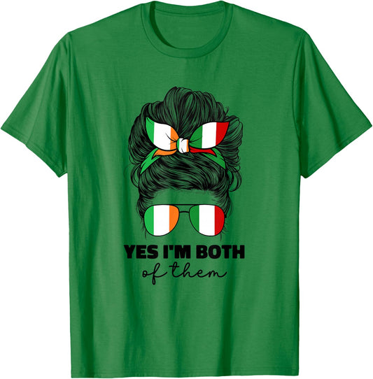 Half Italian and Irish Ireland Italy Flag Girl Mix T-Shirt - T-Shirt | Irish Green