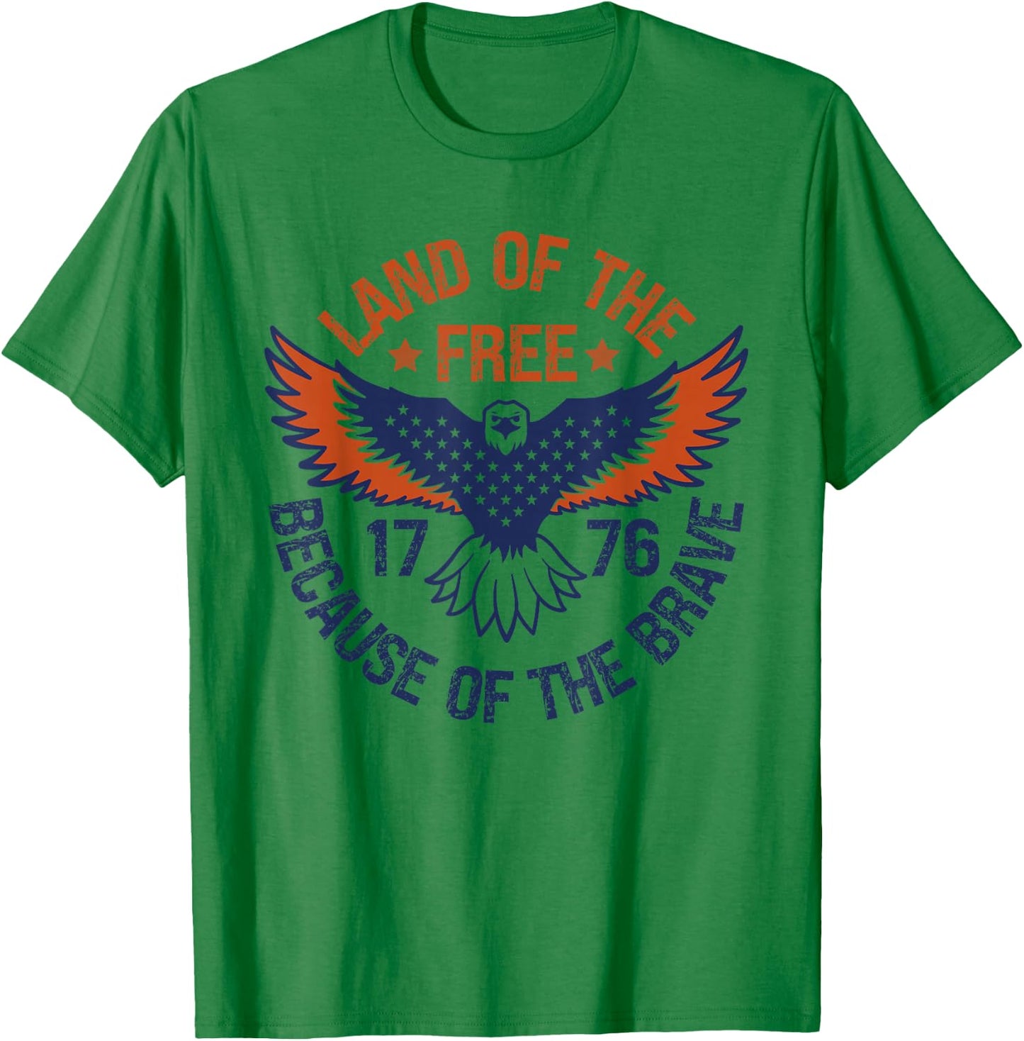 Land of the Free Because of the Brave USA Eagle 4th July T-Shirt - T-Shirt | Irish Green