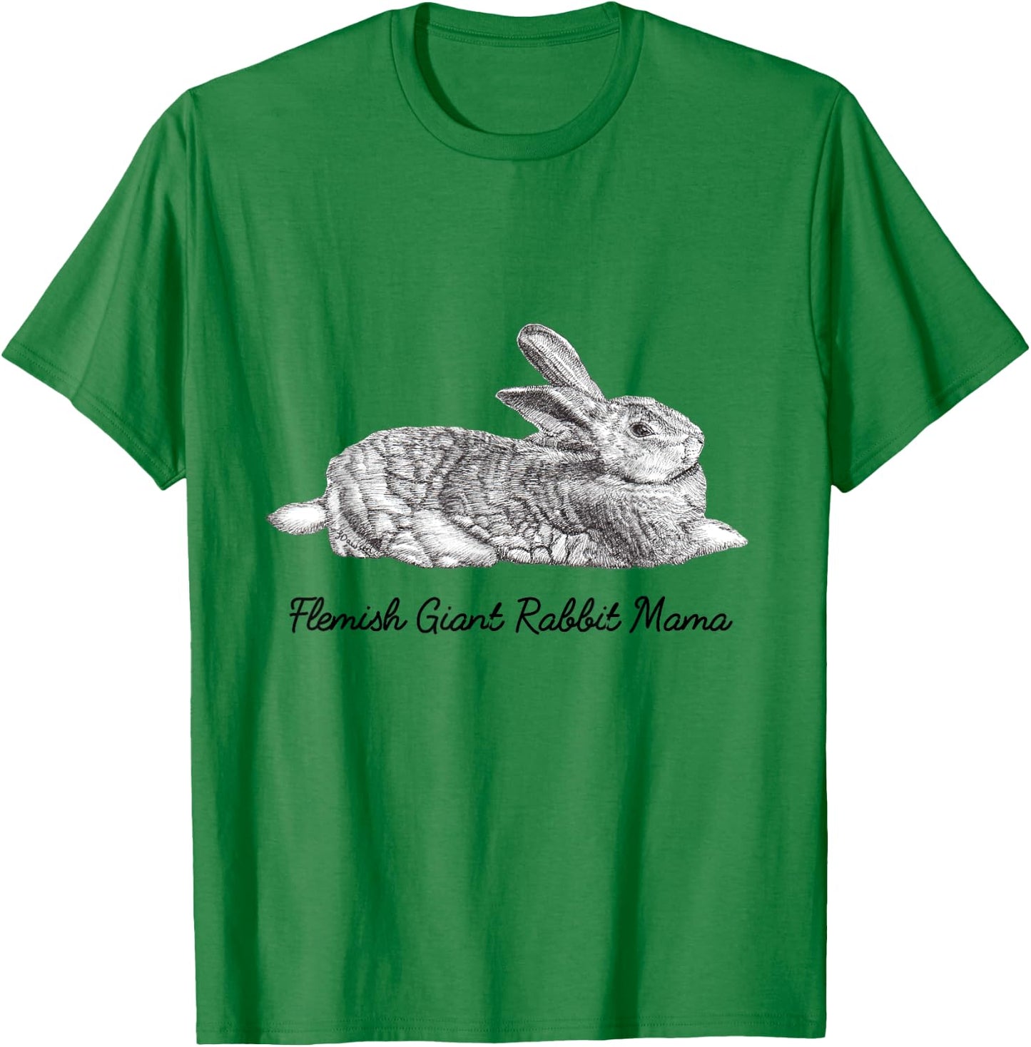 Flemish Giant Bunny Rabbit Mama Drawing T-Shirt - T-Shirt | Irish Green