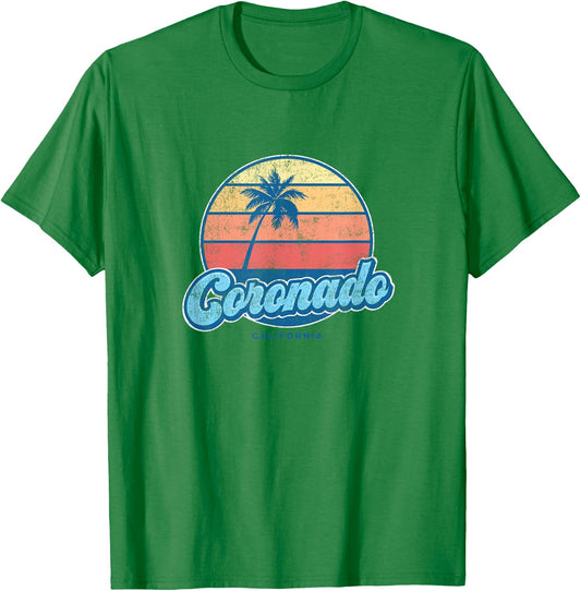 Vintage Coronado California CA Classic 70s Retro Surfer T-Shirt - T-Shirt | Irish Green