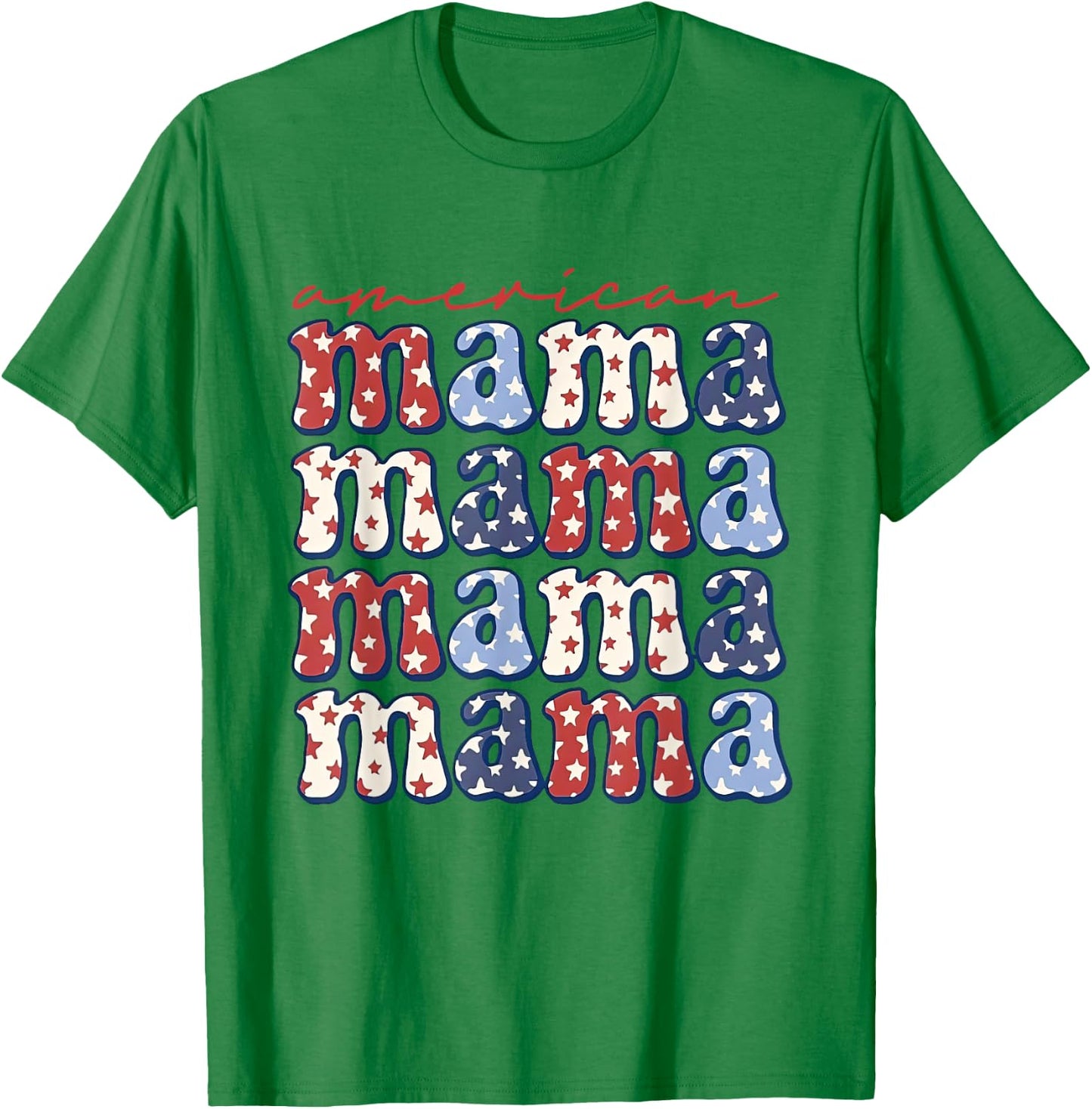 Retro Groovy American Mama 4th Of July Patriotic Mom Women T-Shirt - T-Shirt | Irish Green