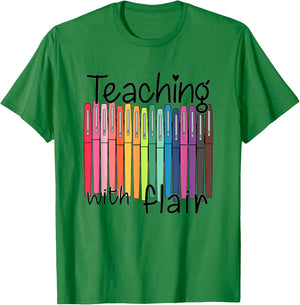 Teaching With Flair Preschool Teacher First Day Of School Women Girls Kids T-Shirt - T-Shirt | Irish Green