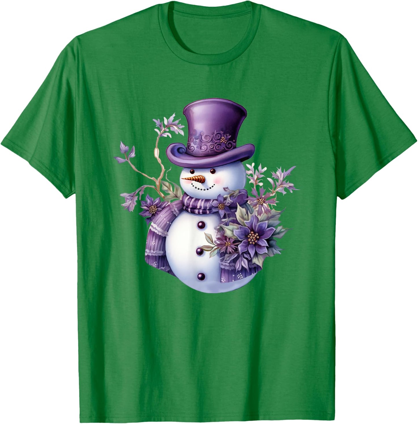 Purple Snowman Funny Cute Snowman Merry Christmas Men Women T-Shirt - T-Shirt | Irish Green