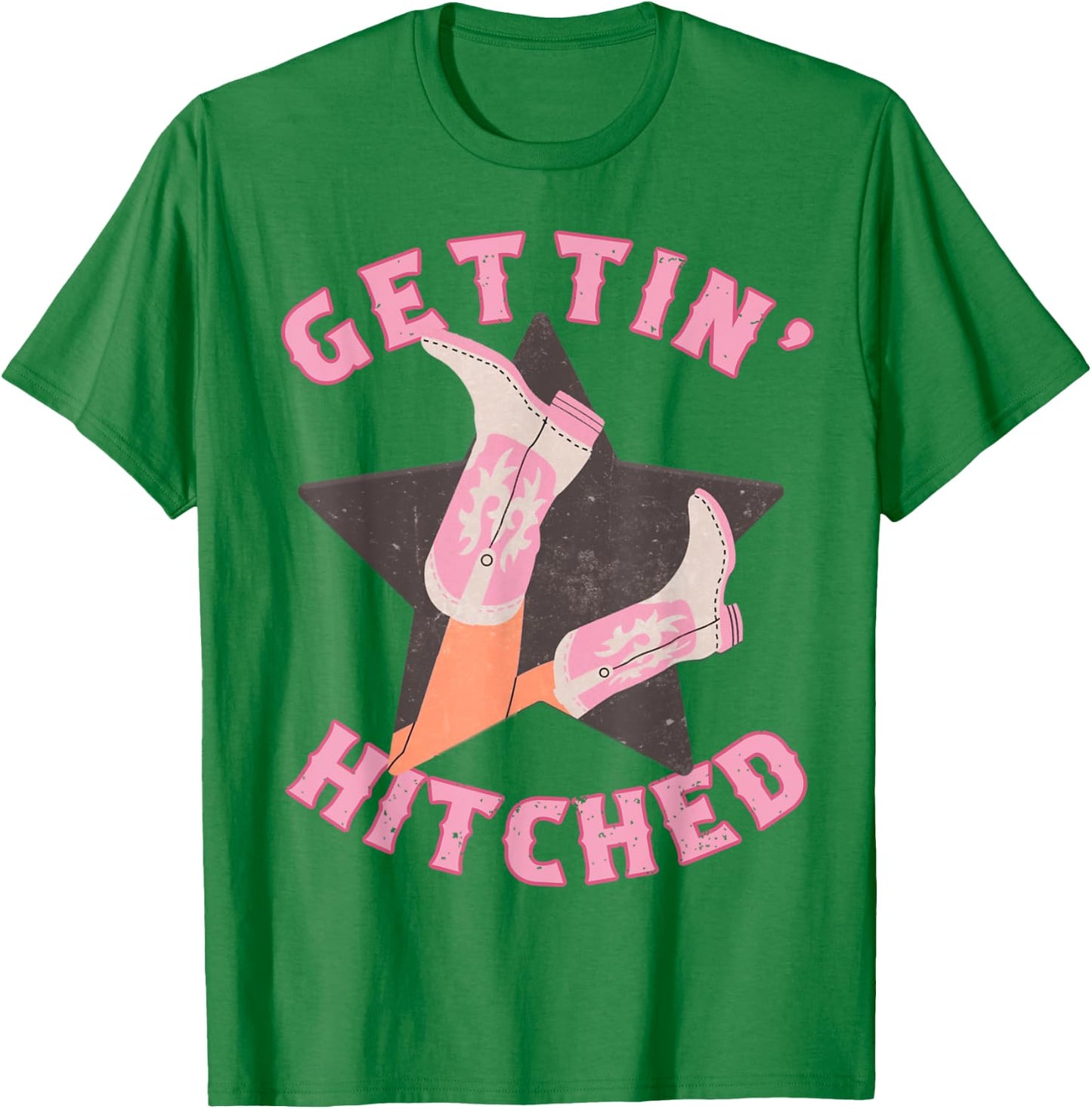 Western Gettin' Hitched Bridal Bachelorette Party Matching T-Shirt - T-Shirt | Irish Green