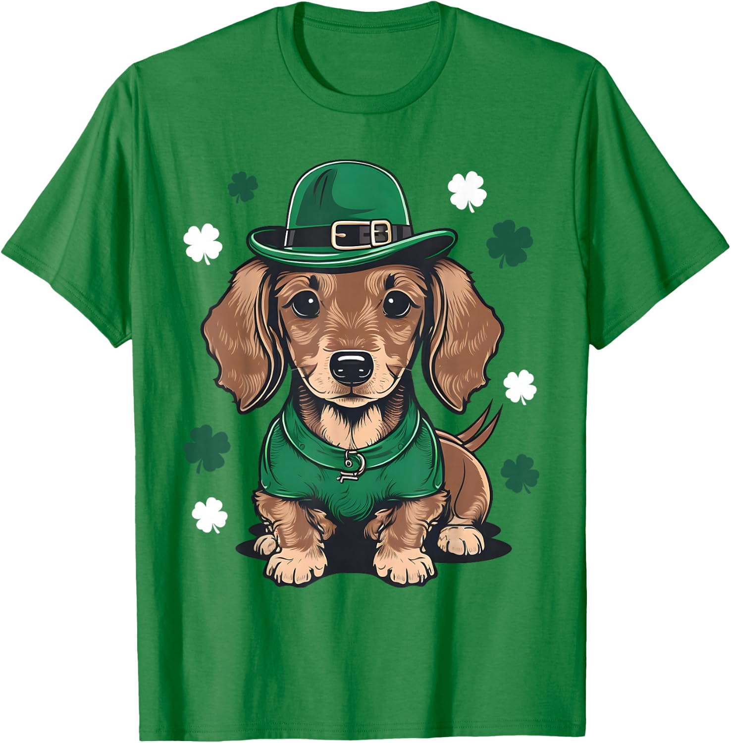 St Patricks Day Dachshund Weiner Dog Shamrock T-Shirt - T-Shirt | Irish Green