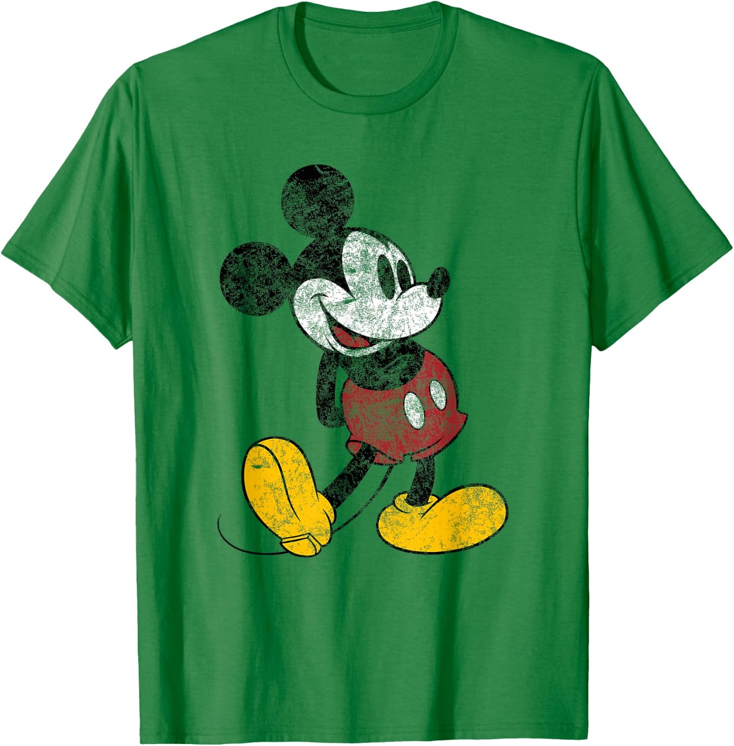Disney Mickey Mouse Classic Standing Pose Distressed T-Shirt - T-Shirt | Irish Green