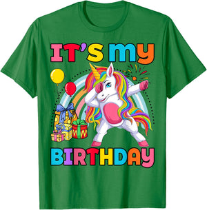 Kids It's My Birthday Dabbing Unicorn Rainbow Girl Toddler T-Shirt - T-Shirt | Irish Green