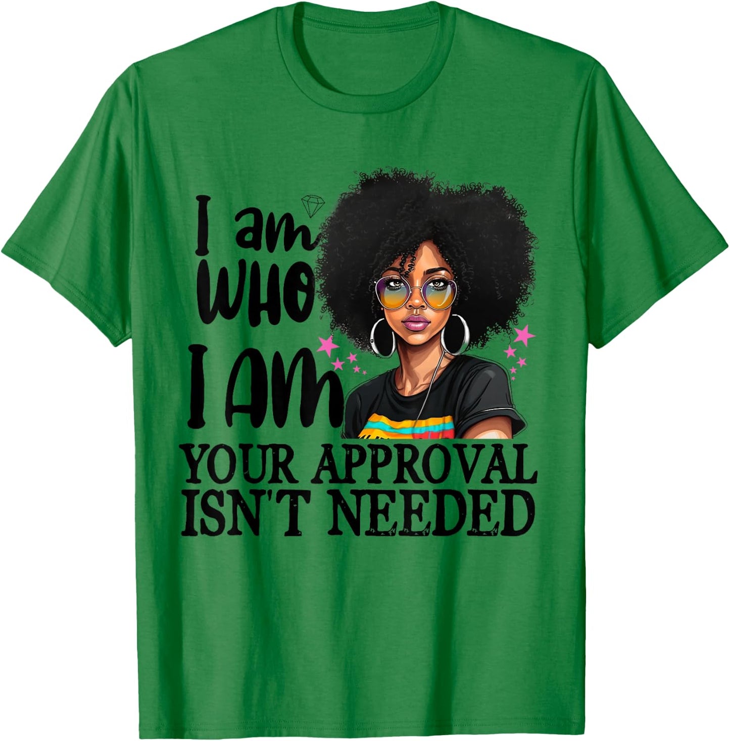 Black Melanin Queen Curly Natural Afro African American T-Shirt - T-Shirt | Irish Green