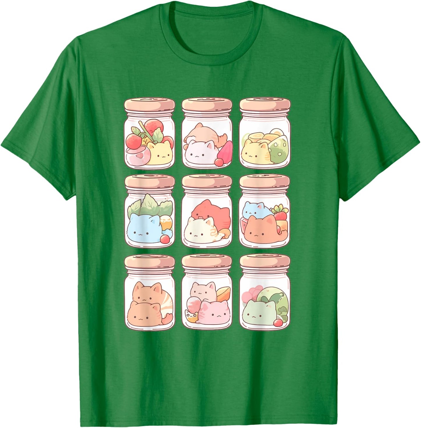 Kawaii Chibi Cats | Japanese Anime Manga Decora Aesthetic T-Shirt - T-Shirt | Irish Green