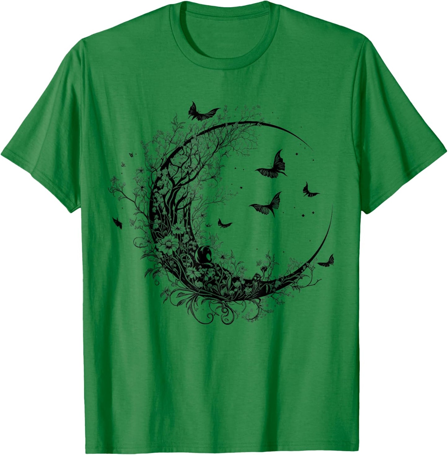 Cute Fairycore Floral Moon Aesthetic Girls Women Graphic T-Shirt - T-Shirt | Irish Green