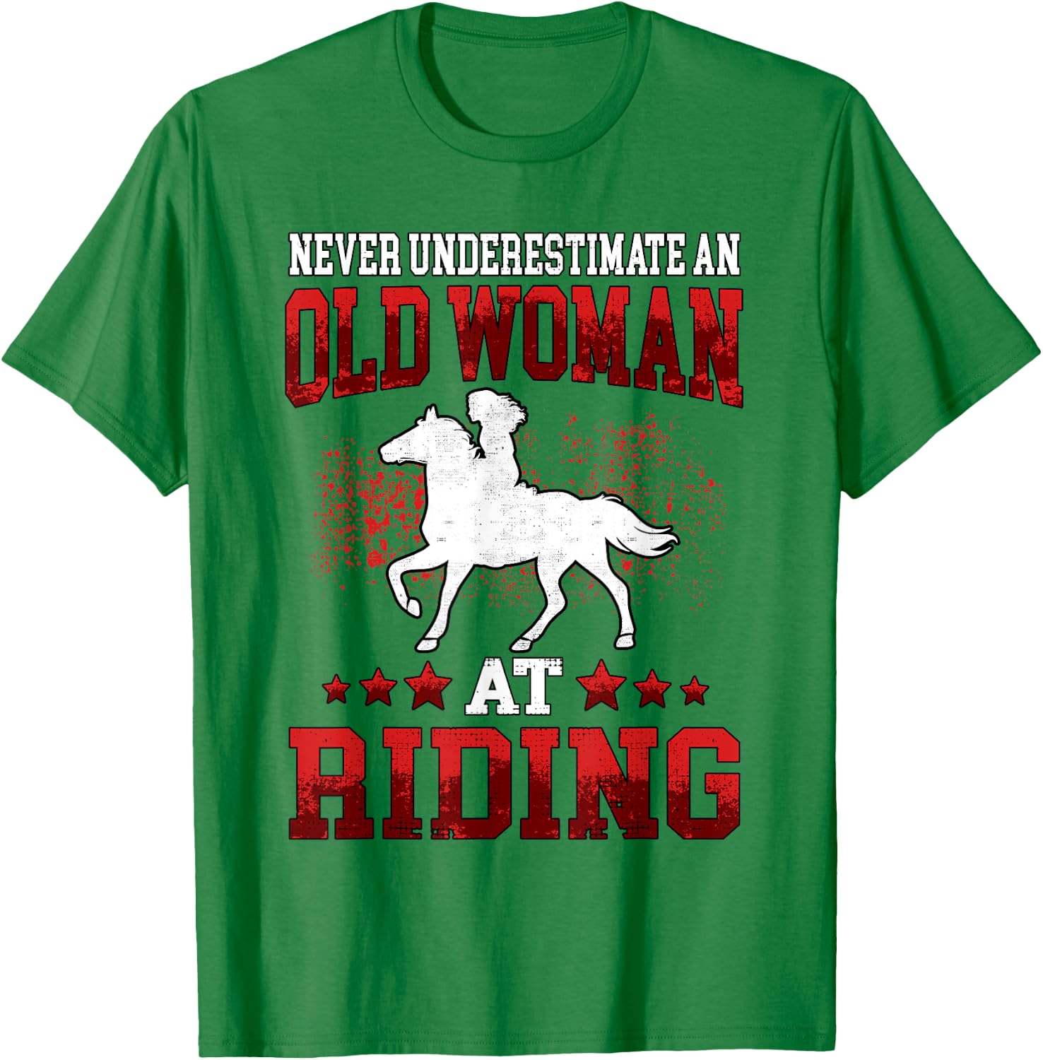 Old woman at riding horse rider T-Shirt - T-Shirt | Irish Green
