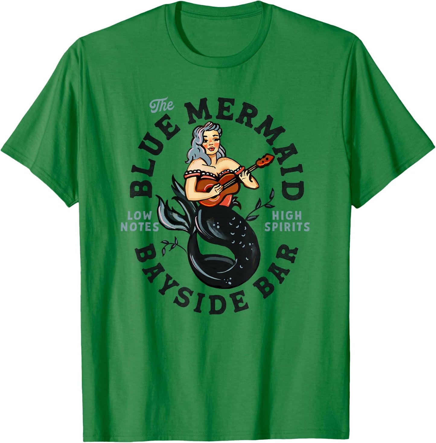 Sailor Mermaid Tattoo Guitar Playing Dive Bar Music Pinup T-Shirt - T-Shirt | Irish Green