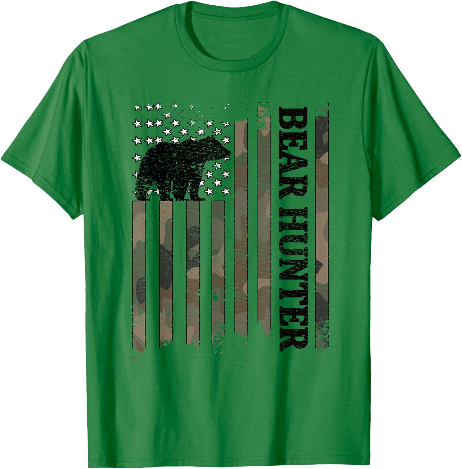 Bear Hunter American Flag Bear Hunting Lover T-Shirt - T-Shirt | Irish Green