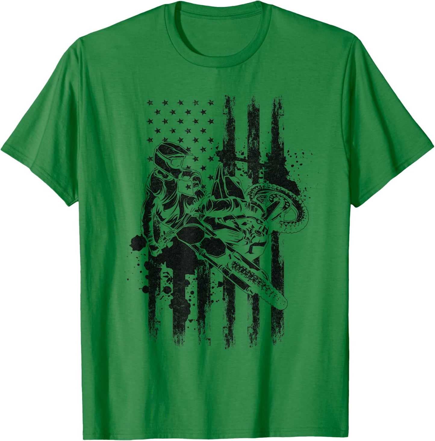Motorcycle Freestyle Motocross American Flag Supercross T-Shirt - T-Shirt | Irish Green