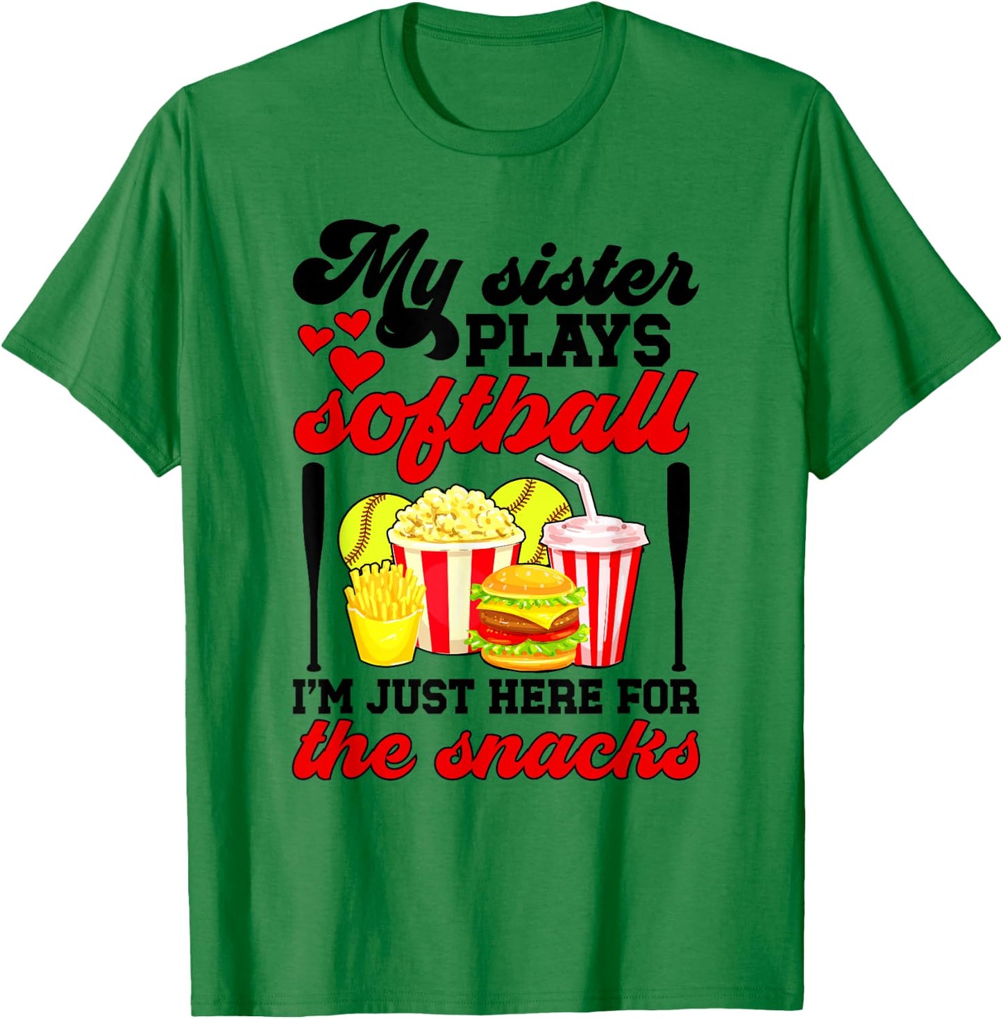 My Sister Plays Softball Sister Of A Softball Player Sister T-Shirt - T-Shirt | Irish Green