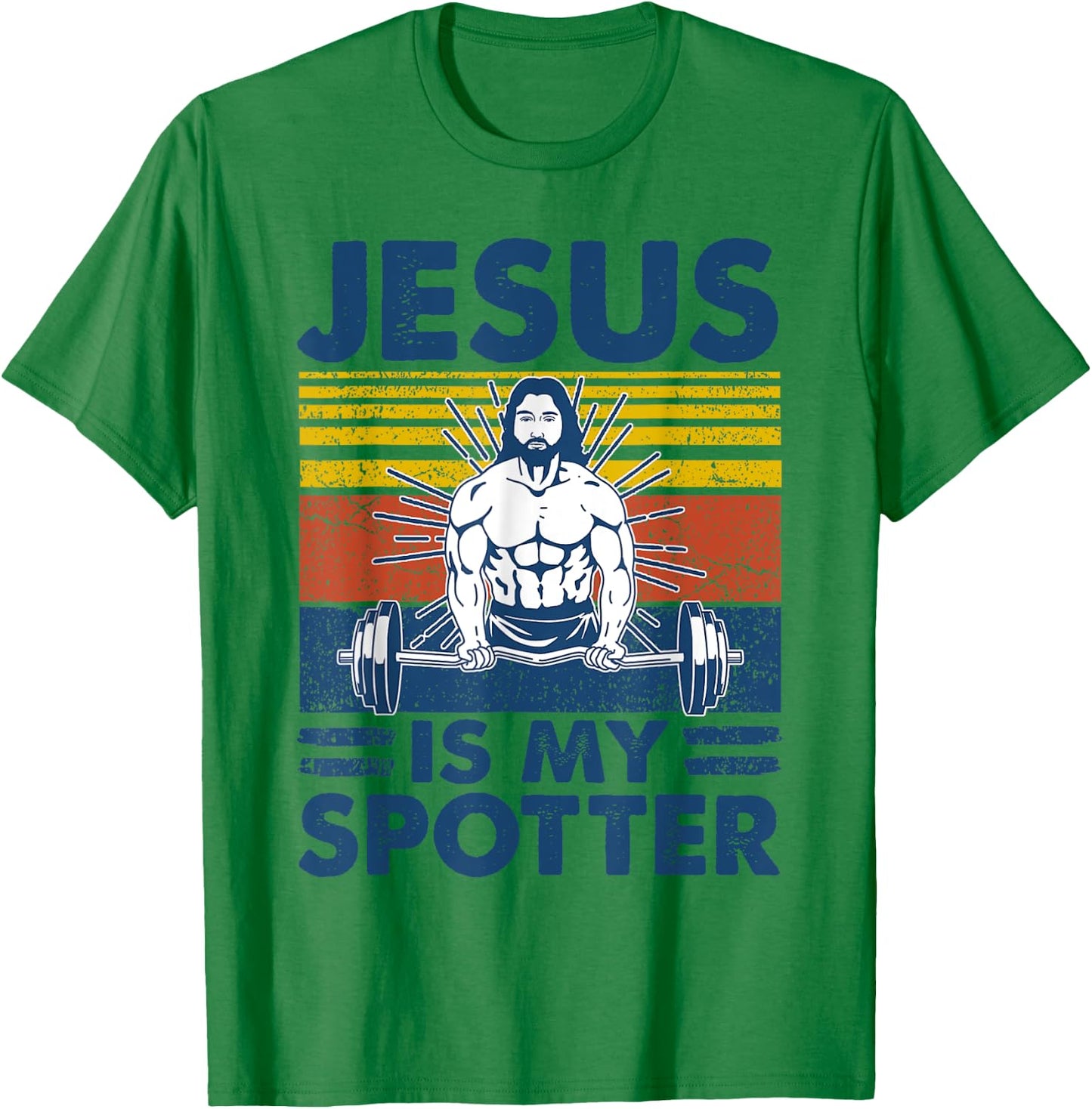 Jesus Is My Spotter Funny Christian Weightlifting Gym T-Shirt - T-Shirt | Irish Green