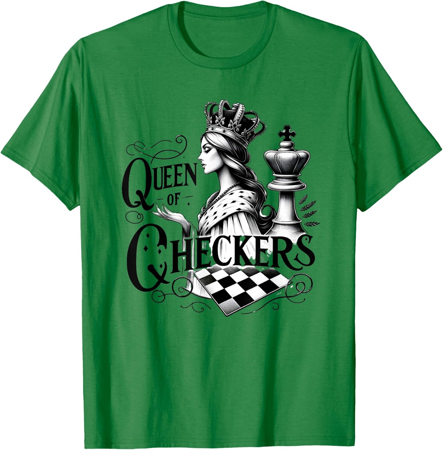 Queen of Checkers inspired by modern art T-Shirt - T-Shirt | Irish Green