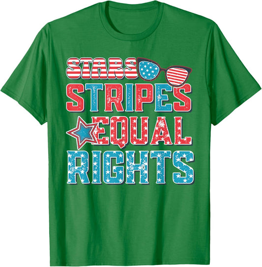 Stars Stripes Equal Rights Funny 4th Of July Women's Rights T-Shirt - T-Shirt | Irish Green