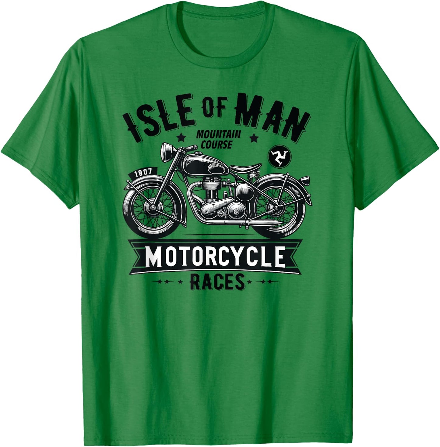 Isle of Man TT Races Vintage Motorcycle Retro Design T-Shirt - T-Shirt | Irish Green
