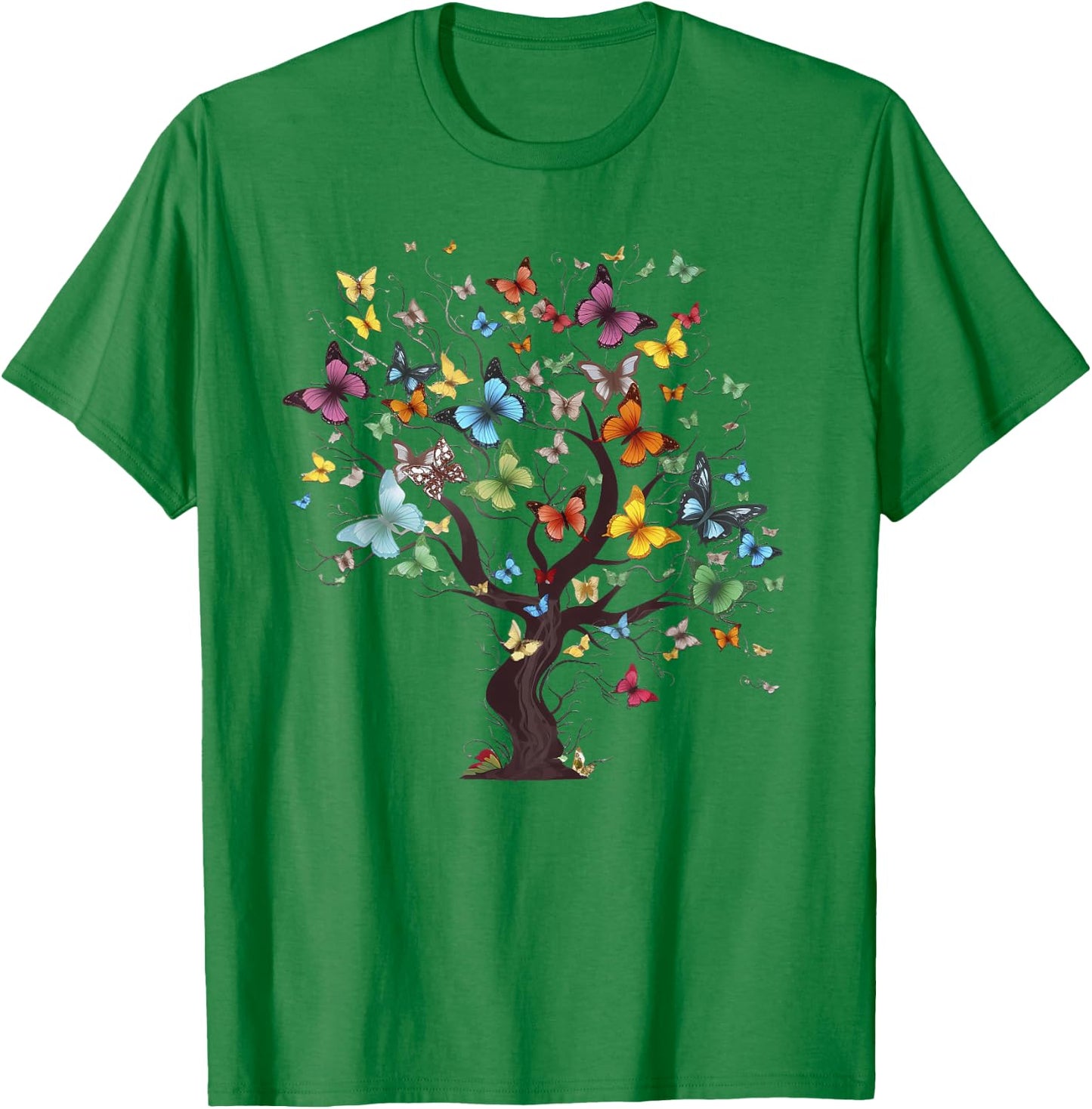 Beautiful Colorful Butterfly Tree T-Shirt - T-Shirt | Irish Green