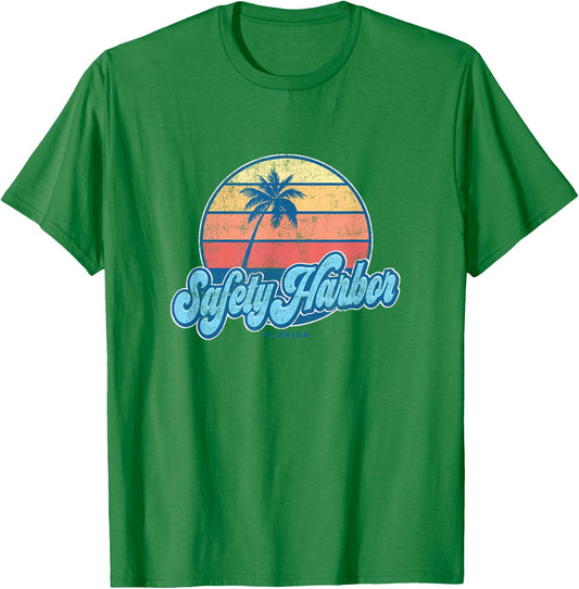 Vintage Safety Harbor Florida FL Classic 70s Retro Surfer T-Shirt - T-Shirt | Irish Green