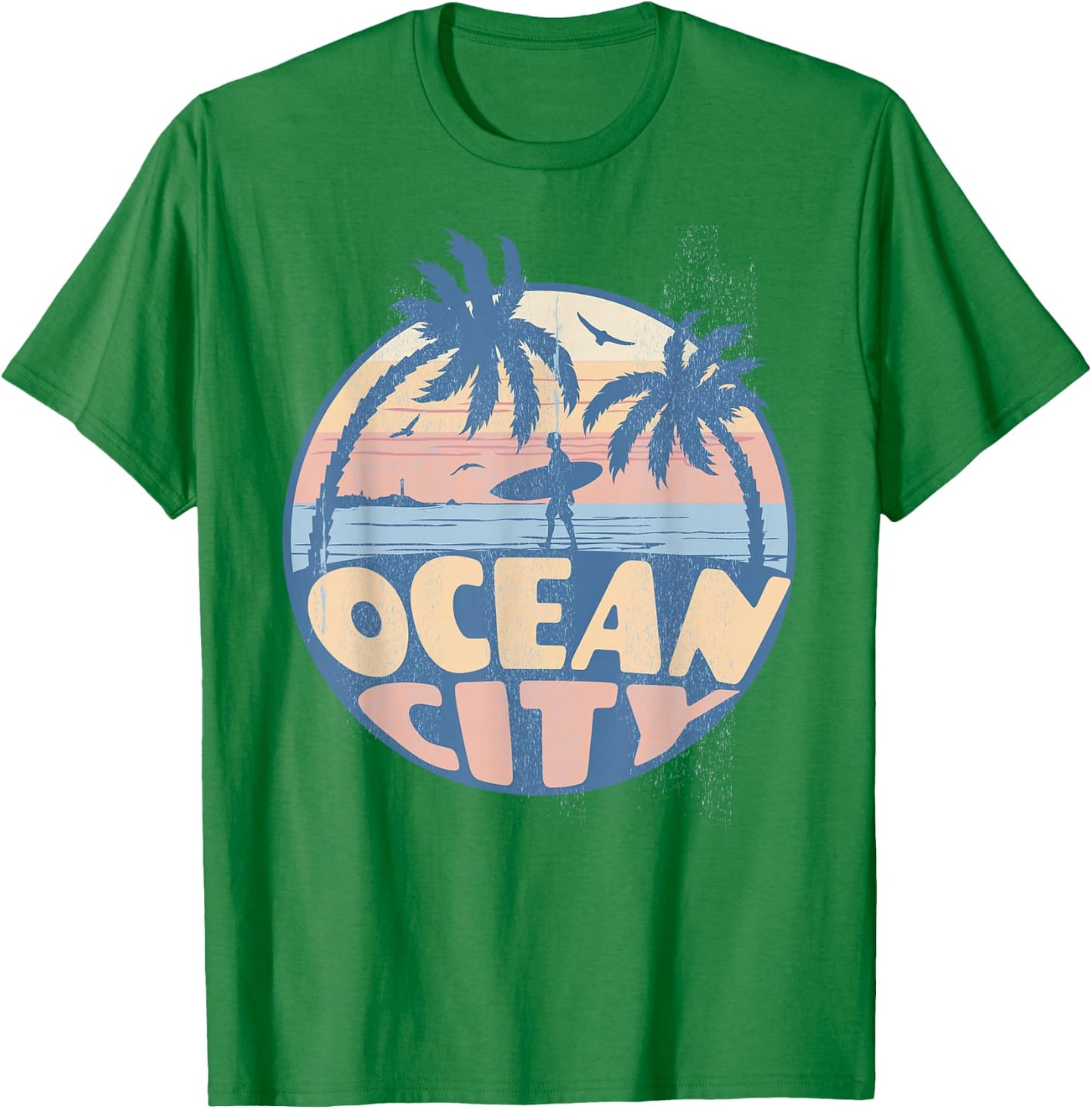 Ocean City Maryland Beach Surf Summer Vacation Vintage T-Shirt - T-Shirt | Irish Green