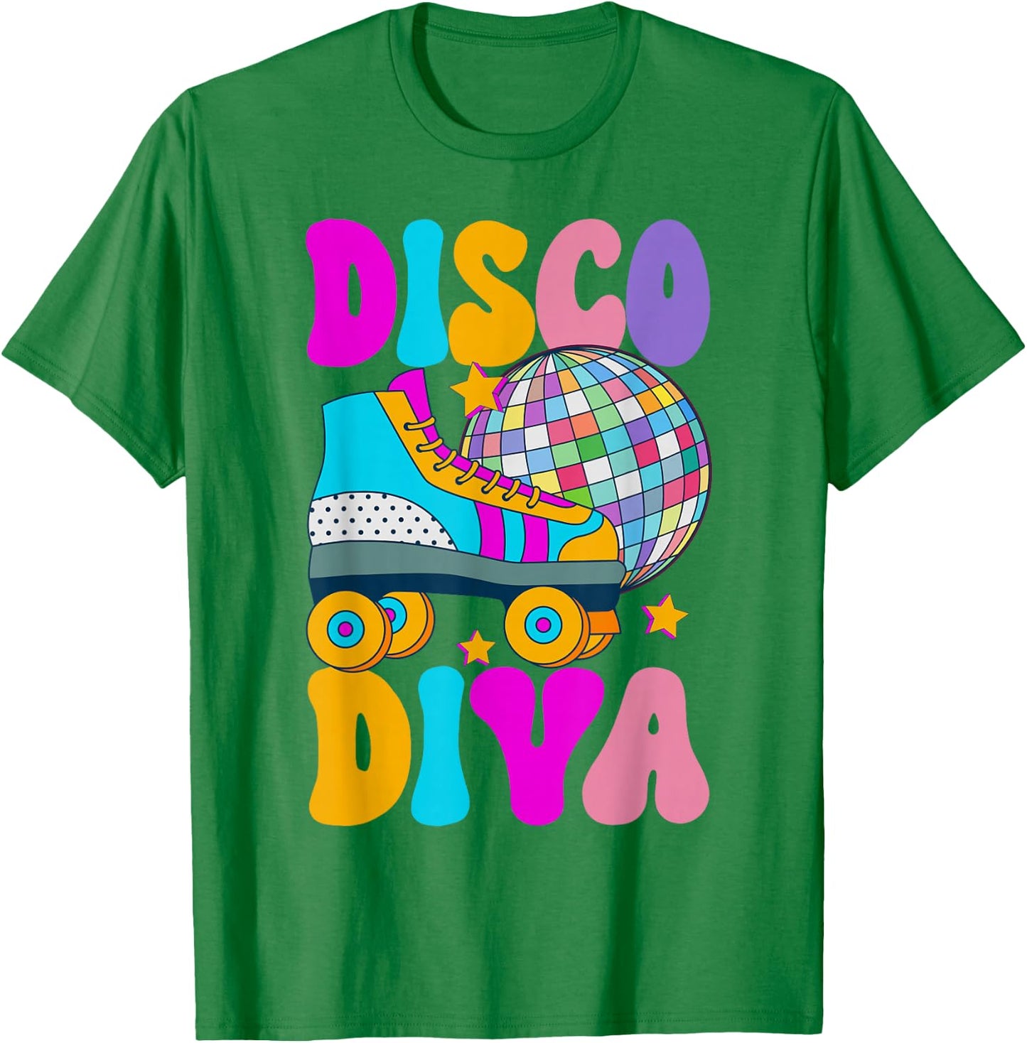 Roller Skating Disco Diva Skate Girl 70s Retro T-Shirt - T-Shirt | Irish Green