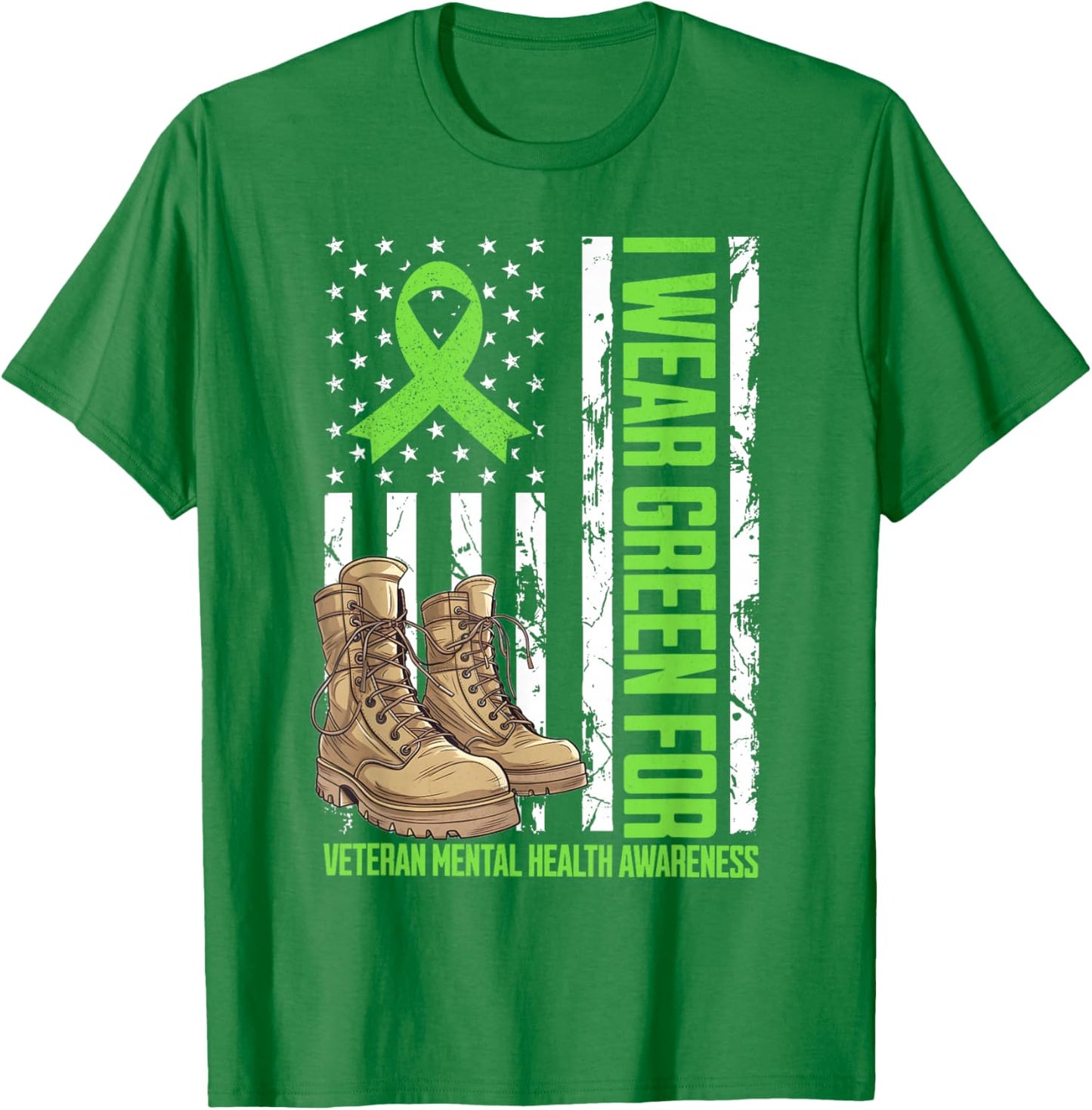 I Wear Green For Veteran Mental Health Awareness Military T-Shirt - T-Shirt | Irish Green
