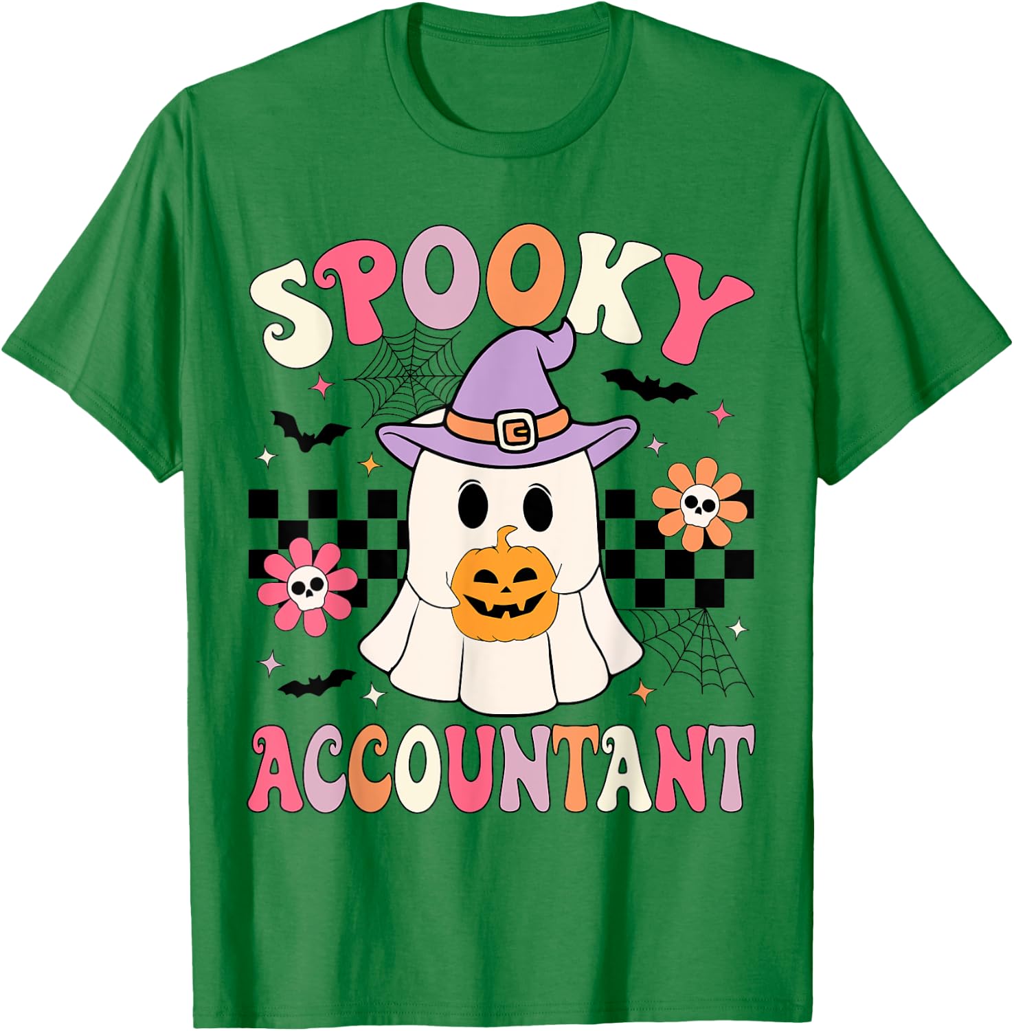 Groovy Spooky Accountant Ghost CPA Halloween Accountant T-Shirt - T-Shirt | Irish Green