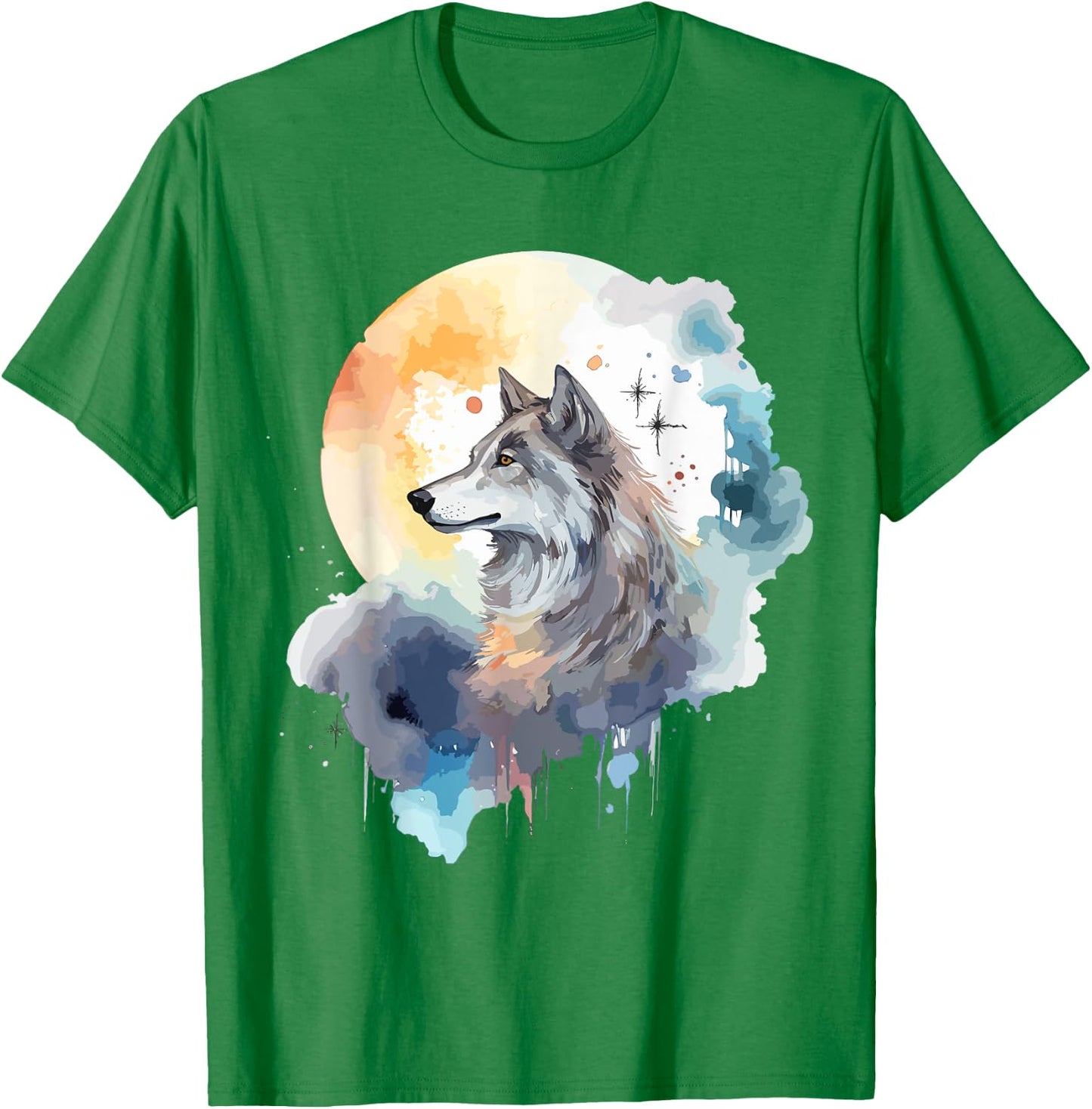 Wolf Head Watercolor T-Shirt - T-Shirt | Irish Green