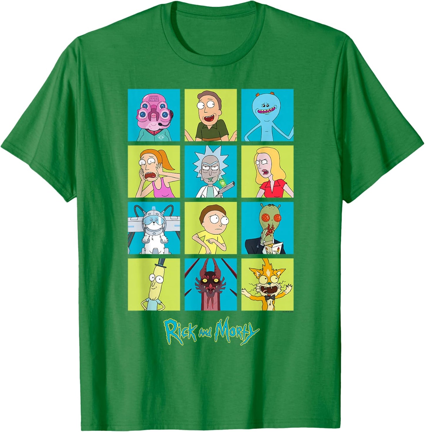 Rick and Morty Characters Adult Cartoon Fashion T-Shirt - T-Shirt | Irish Green