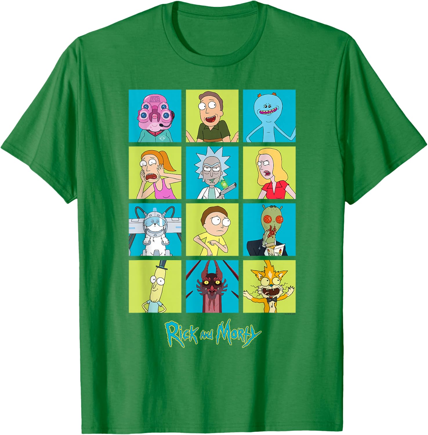 Rick and Morty Characters Adult Cartoon Fashion T-Shirt - T-Shirt | Irish Green